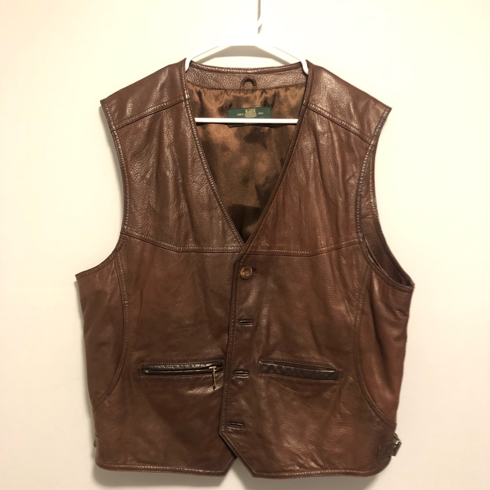 Orvis Brown Leather Vest Men’s Size S/M
